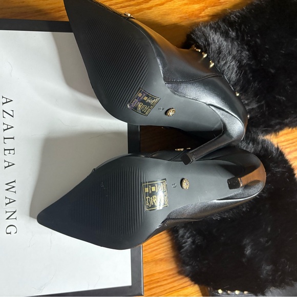 Azalea Wang Studded Faux Fur Stiletto Boots — Black — Glam Statement Heels w/Box - Picture 5 of 6
